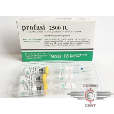 Profasi 7500 iu ( 3 флакона по 2500iu + вода для инъекций) - Apteka (Original)